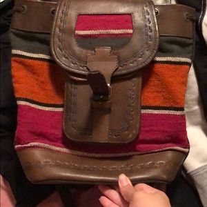 Boho leather mini backpack